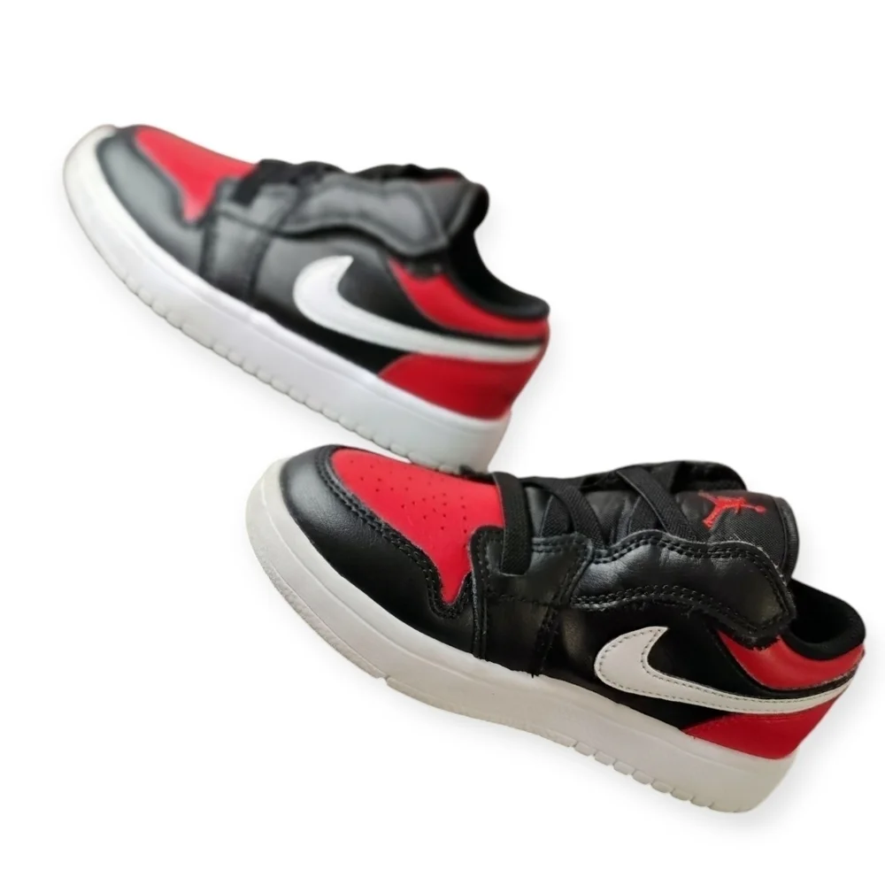 Jordan 1 Low Alt Black Red White Velcro Toddler Size 12C